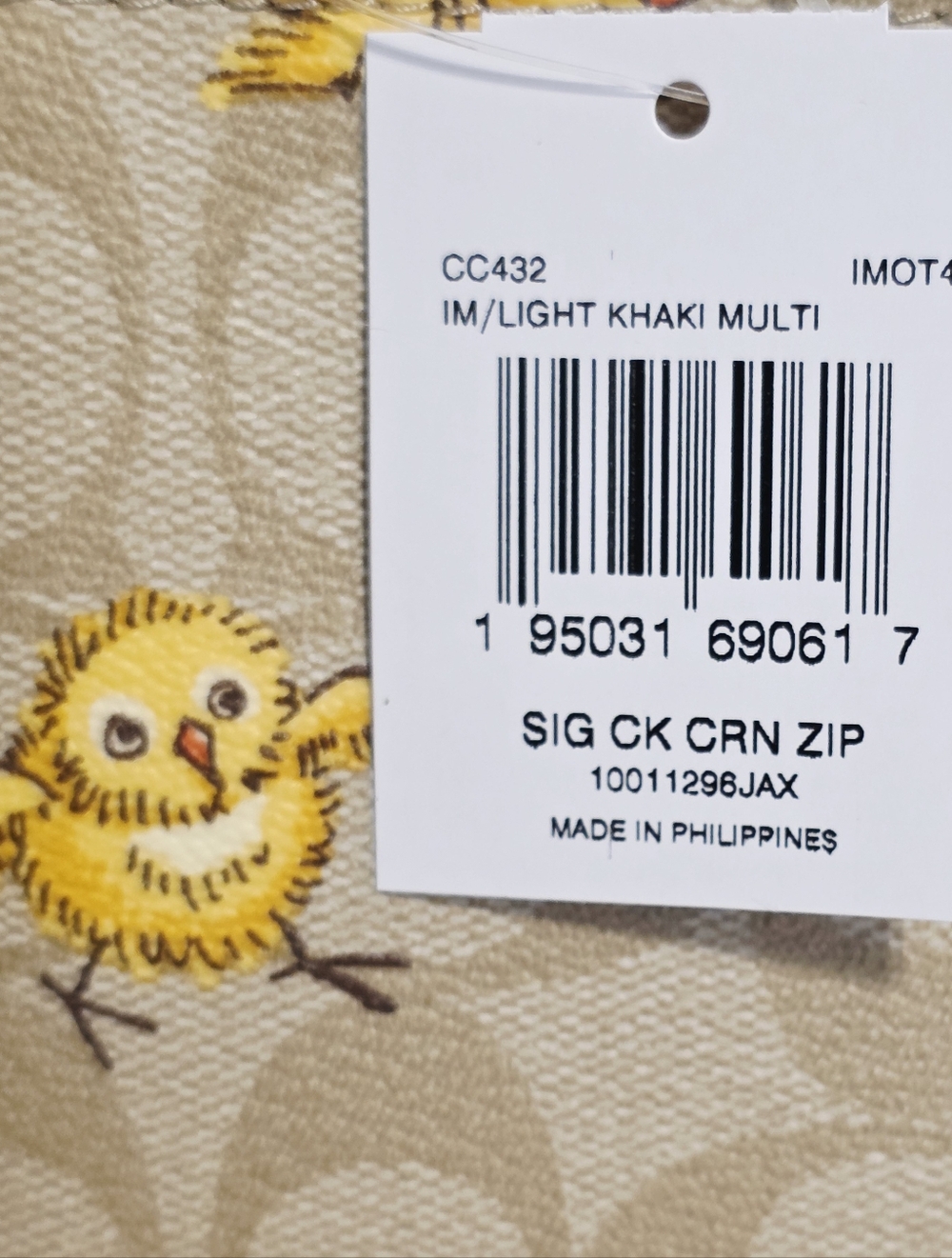 NEW Coach Chicks Wristlet Signature Monogram Card ID holder CC432 Chickens Khaki - Picture 2 of 15